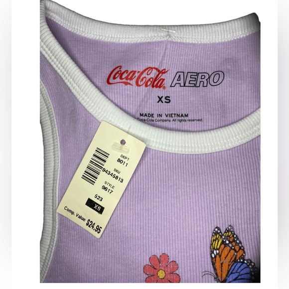 🆕 Coca-Cola® By Aéropostale Flower Bottle High-Neck Cropped Tank Size XS - Picture 4 of 6